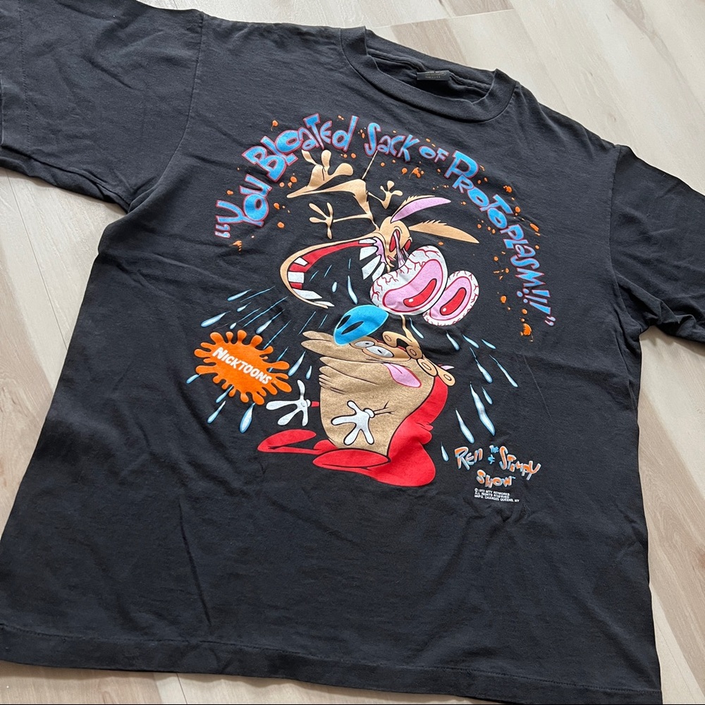 Authentic Vintage Ren & Stimpy YOU BLOATED SACK OF PROTOPLASM T-Shirt Sz XL - Picture 2 of 7